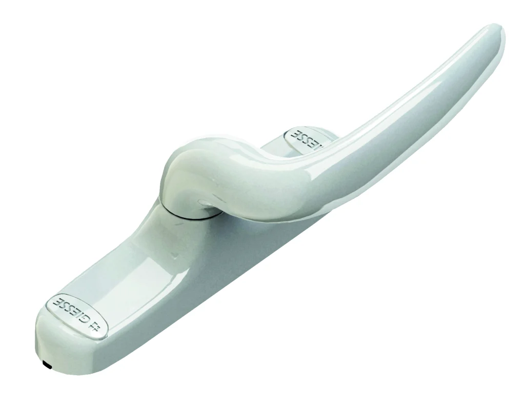 Giesse Unica model kıvrık cephe kolu, alüminyum doğrama ve cephe sistemleri için pencere açma kolu.