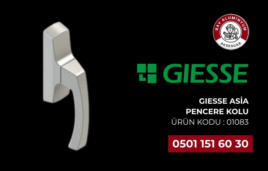 GIESSE Asia 01083 Alüminyum Pencere Kolu, tek eksenli açılımlar için özel olarak tasarlanmıştır. Yüksek kaliteli döküm yapısı ve elektrostatik boyası ile uzun ömürlü kullanım sunar