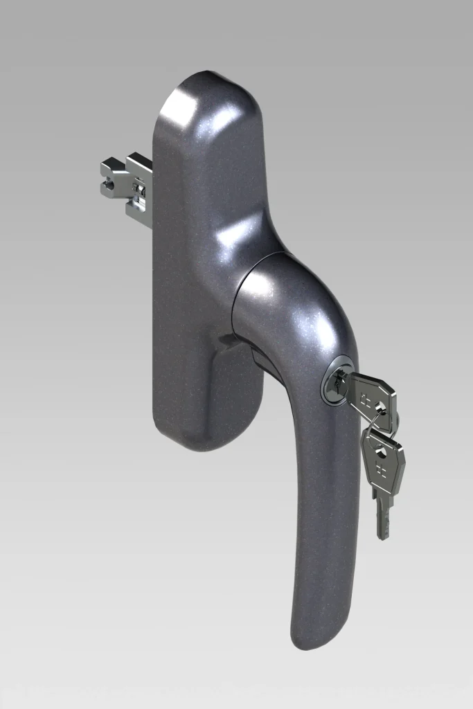 Anahtarla kilitlenebilir Giesse Prima pencere kolu, ekstra güvenlik sağlayan mekanizmalı tasarım.